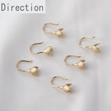 14k Gold-Clad Leaf Flower Hat Holder Sticky Pearl Ear Hook DIY Earrings