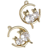 14k Gold-Plated Moon Cat Zircon Pendant DIY Accessory