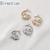 14k Gold-Plated Moon Cat Zircon Pendant DIY Accessory