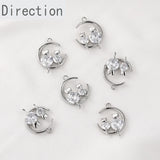 14k Gold-Plated Moon Cat Zircon Pendant DIY Accessory