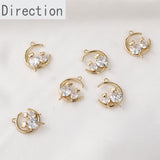 14k Gold-Plated Moon Cat Zircon Pendant DIY Accessory