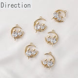 14k Gold-Plated Moon Cat Zircon Pendant DIY Accessory