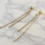 Color-Preserving Diamond Chain Earrings 18K Plated