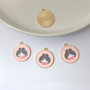 Alloy Cartoon Bunny Bear Pendant DIY Earrings Key Chain Material
