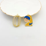 Alloy Oil Painting Girl Pearl Collar with Earrings DIY Necklace