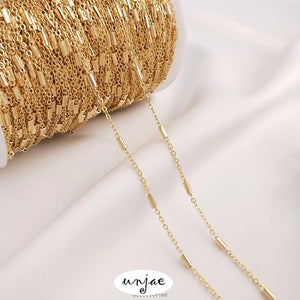 14K Gold-Coated Spacer Bead Chain for DIY Jewelry