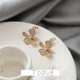 Copper Gold-Plated Rhinestone Zircon Flower Pendant DIY Earrings