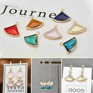Crystal Glass DIY Earrings Pendant - Plated Copper Material