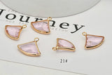 Crystal Glass DIY Earrings Pendant - Plated Copper Material