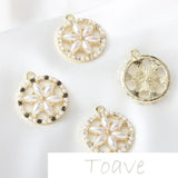 Electroplating Alloy Pearl Diamond Flower Earring Pendant DIY Accessory