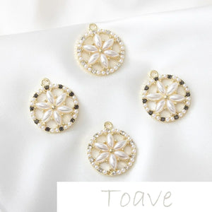 Electroplating Alloy Pearl Diamond Flower Earring Pendant DIY Accessory