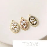 Color-Preserving Zinc Alloy Pearl Diamond Oval Earring Pendant