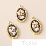 Color-Preserving Zinc Alloy Pearl Diamond Oval Earring Pendant