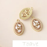Color-Preserving Zinc Alloy Pearl Diamond Oval Earring Pendant