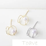 Zinc Alloy Irregular S Line Pearl Earring Pendant Electroplating in Europe