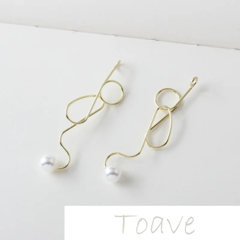 Zinc Alloy S Line Pearl DIY Earring Pendant Material