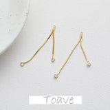 Gold-Plated Double Diamond Tassel Chain Pendant Earrings