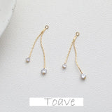 Gold-Plated Double Diamond Tassel Chain Pendant Earrings