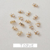 Gold-Plated Zircon Double Hanging Bow DIY Earrings