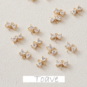 Gold-Plated Zircon Double Hanging Bow DIY Earrings