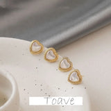 Golden Love Peach Heart Earrings DIY Hand-made Accessories