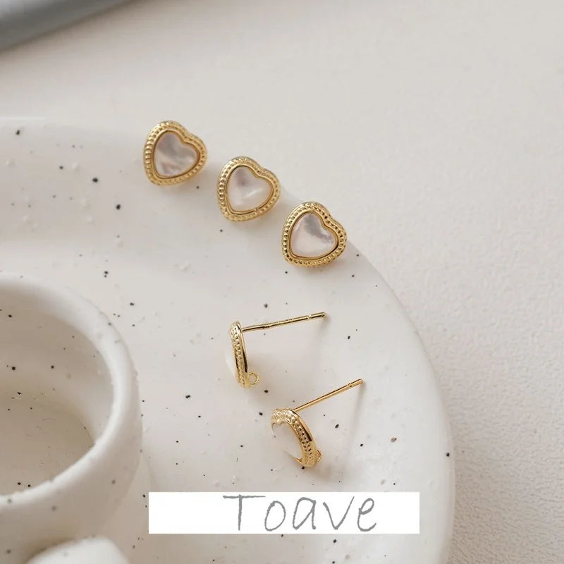 Golden Love Peach Heart Earrings DIY Hand-made Accessories
