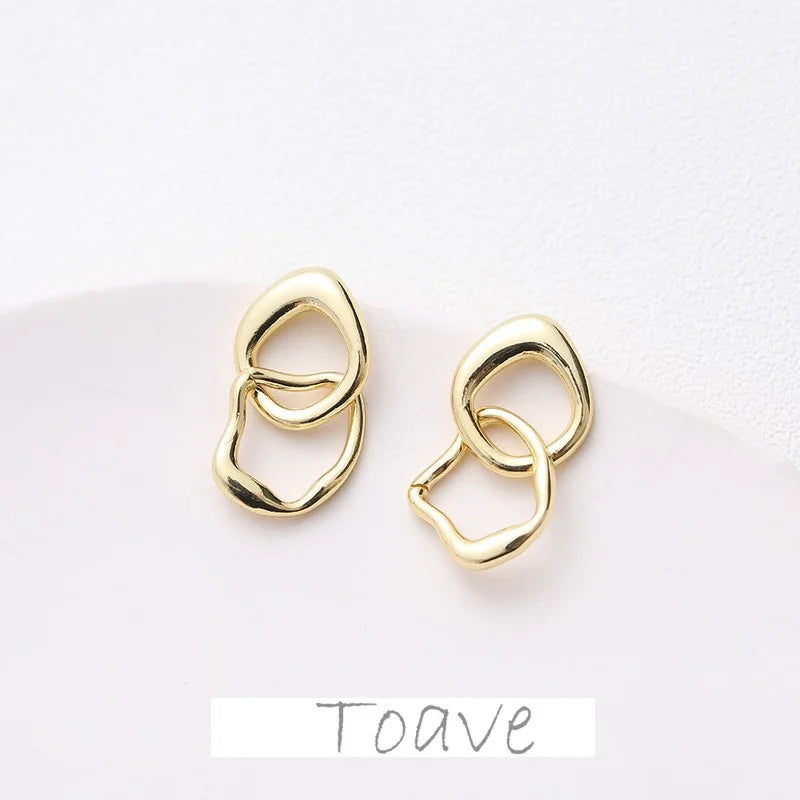 Color-preserving double ring earrings DIY material