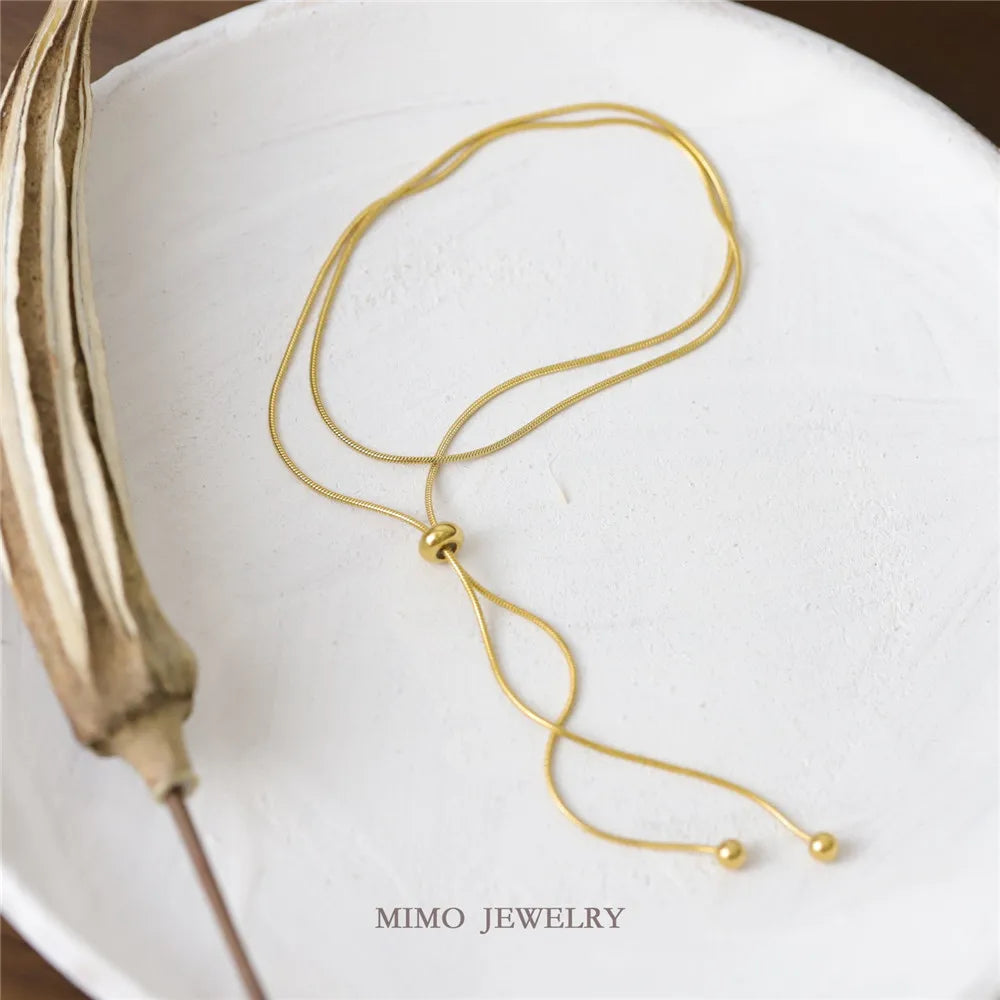 Snakebone Chain Pull-out Adjustable Necklace Bracelet Anklet