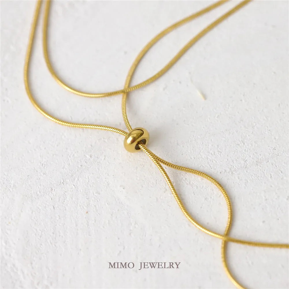 Snakebone Chain Pull-out Adjustable Necklace Bracelet Anklet