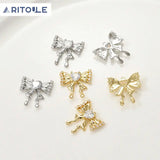 Copper Plated 14k Zircon Bow Pendant DIY Jewelry Making Material