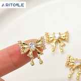 Copper Plated 14k Zircon Bow Pendant DIY Jewelry Making Material
