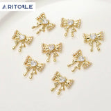 Copper Plated 14k Zircon Bow Pendant DIY Jewelry Making Material