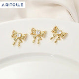 Copper Plated 14k Zircon Bow Pendant DIY Jewelry Making Material