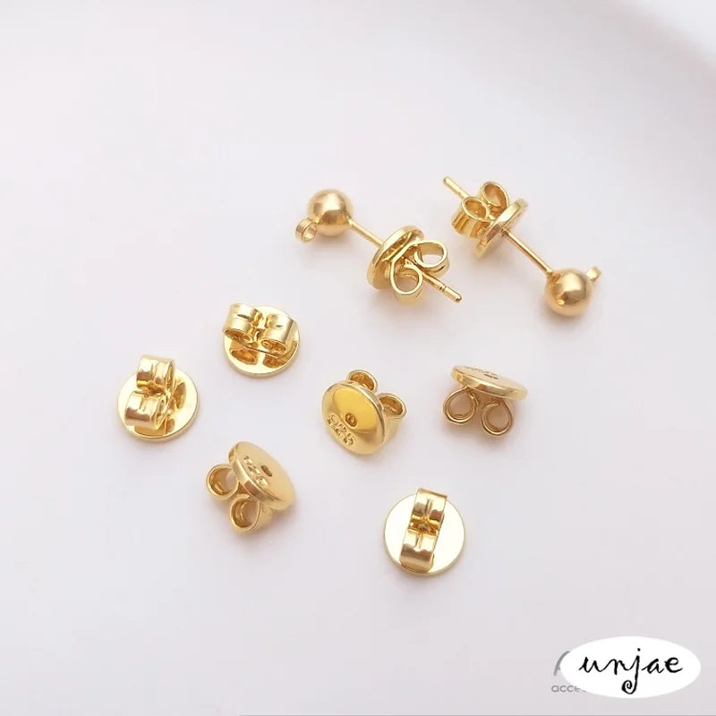 18K 925 Ear Plug End Cap Retaining Ear Nail