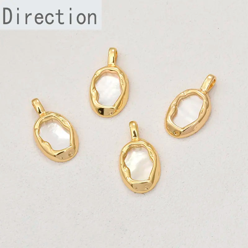 18k Baroque Oval Shell Pendant for DIY Jewelry Making