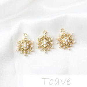 Zinc Alloy Pearl Diamond Snowflake Earring Pendant Material