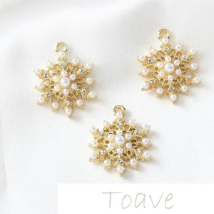 Zinc Alloy Pearl Diamond Snowflake Earring Pendant Material