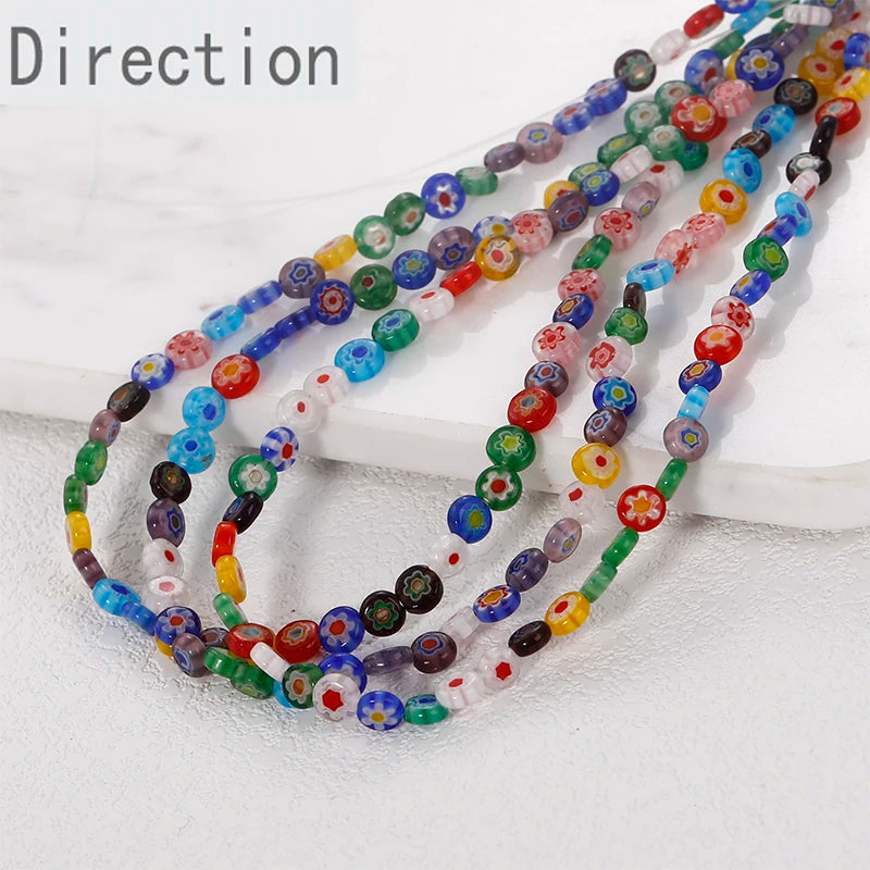 1000 Colored Glass Flowers Oblate Glass Beads Loose Beads DIY Bracelet Necklace