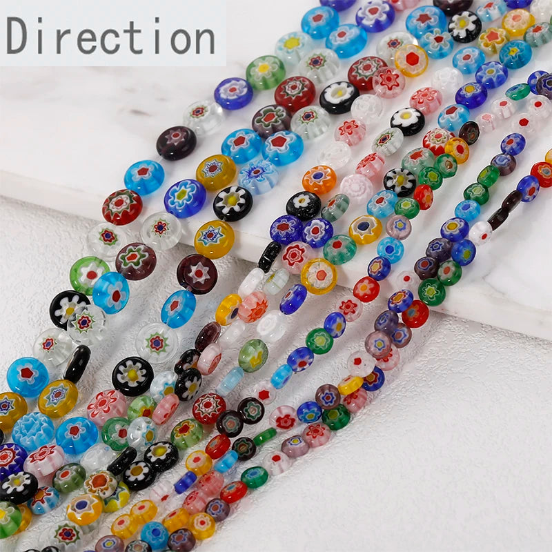 1000 Colored Glass Flowers Oblate Glass Beads Loose Beads DIY Bracelet Necklace