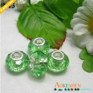 100pcs Colorful Lampwork Glass Beads Big Hole Charms for Bracelet