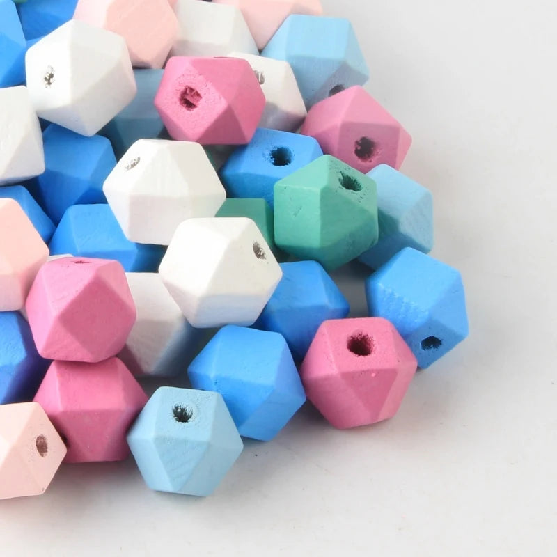 12mm 50pcs Natural Wooden Cube Beads Mix for DIY Jewelry Making