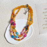 Beaded Necklace Snow Crystal Agate Bohemian Jewelry