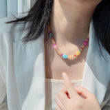 Beaded Necklace Snow Crystal Agate Bohemian Jewelry