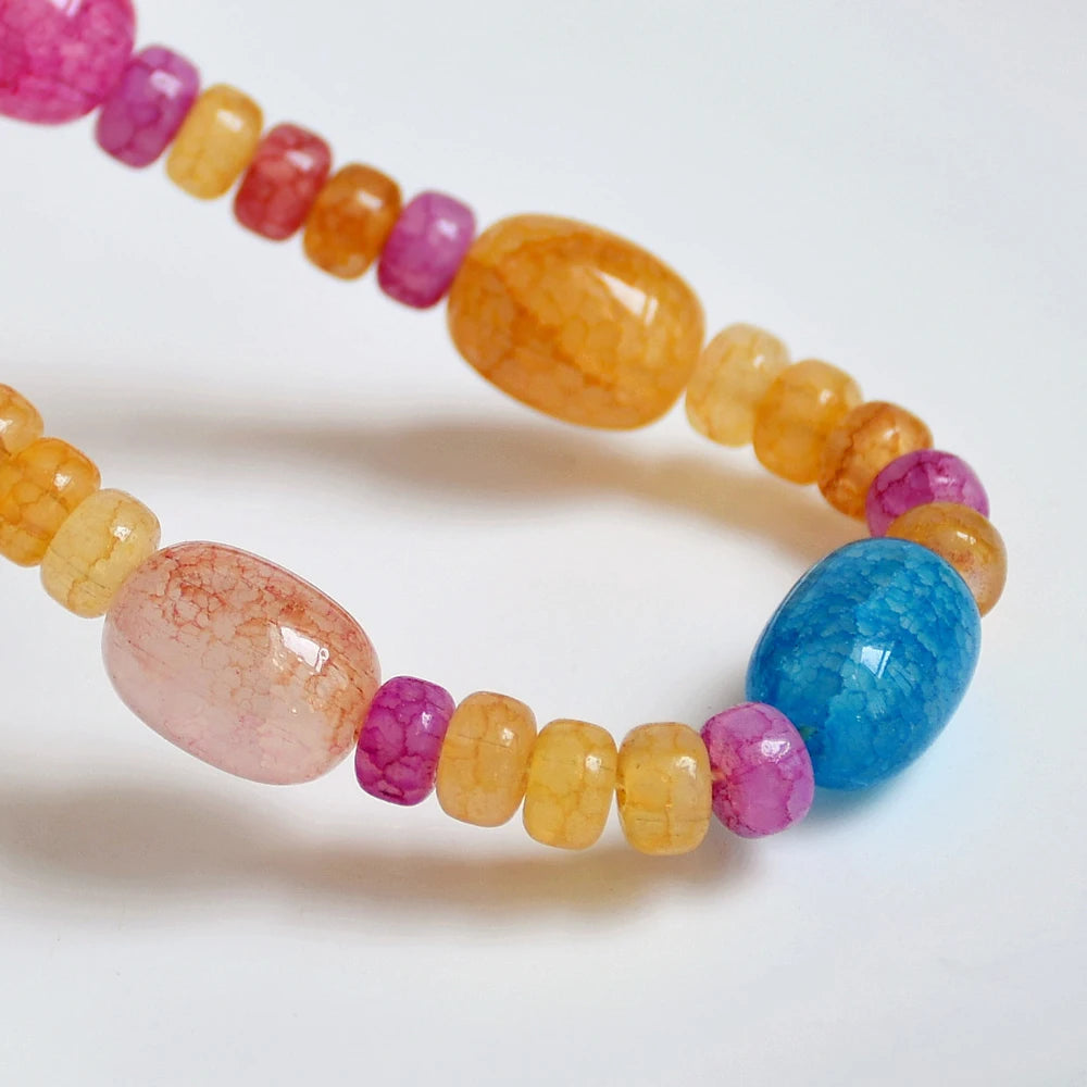Beaded Necklace Snow Crystal Agate Bohemian Jewelry