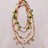 Bohemian Colored Beads Necklace with Shell Pendant