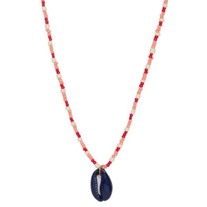 Bohemian Colored Beads Necklace with Shell Pendant