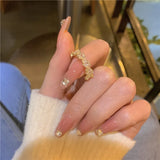 Geometric Zircon Open Ring for Women Plated Copper