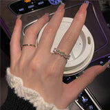 Geometric Zircon Open Ring for Women Plated Copper