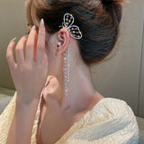 Colored Diamond Tassel Earrings, Fairy Ear Clips, Butterfly Earrings
