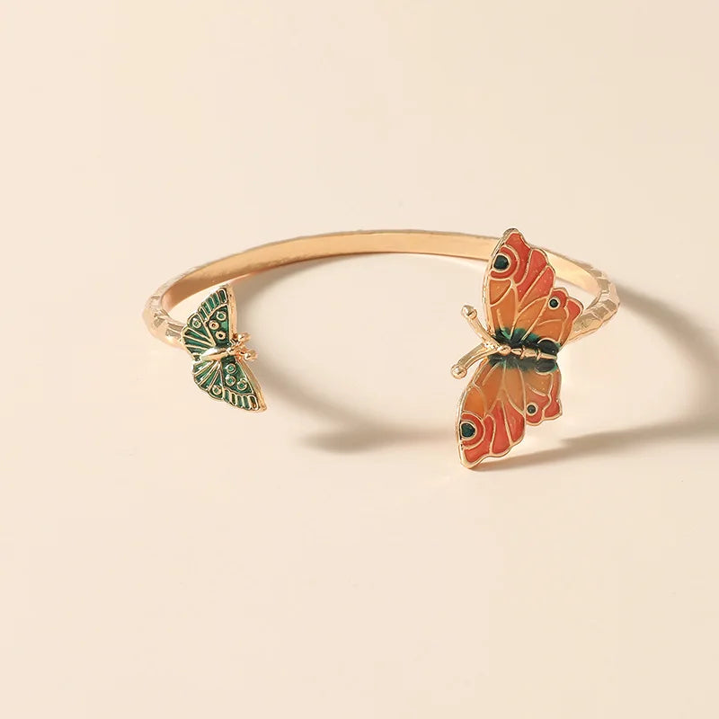 Enamel Butterfly Bracelets Cuff Bangle Vintage Boho Jewelry